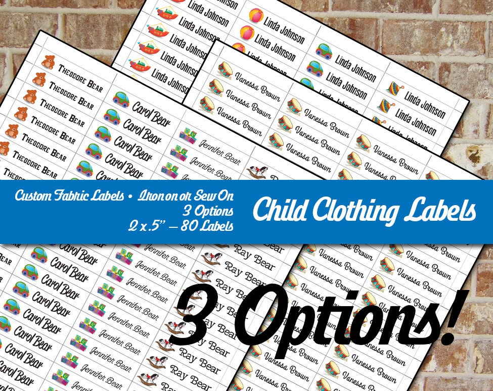 Sew on kids clothing labels