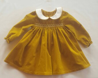 Baby smocked corduroy dress