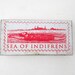 Sea of Indifrens Red Rubber Stamp, Postage Stamp Border,Magnetic Top, Used Hand Stamp, Satire Humor, Adult Humor