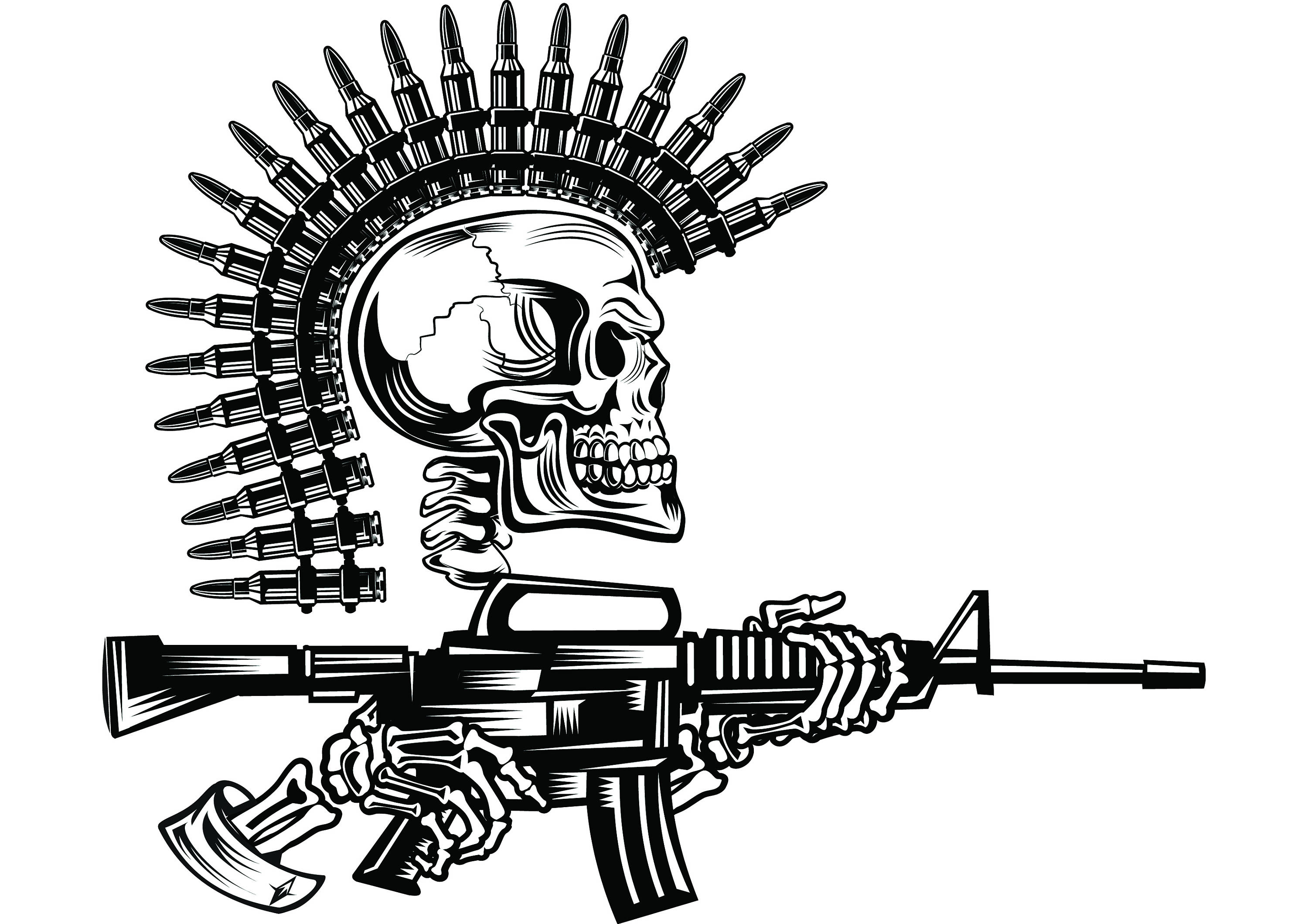 Download Military Skull #4 Bullet Mohawk Machine Gun Ammunition ...