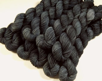 Mini Skeins, Hand Dyed Sock Yarn, Sock Weight 4 Ply Superwash Merino Wool Yarn - Slate Grey Tonal - Knitting Hand Dyed Yarn, Charcoal Gray