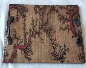 Serving tray,cheese board,Charcuterie,fractal burning,unique