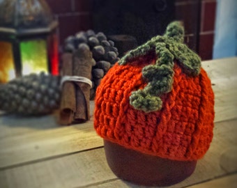Crochet Pumpkin hat, Pumpkin beanie, Autumn hat, Baby pumpkin hat, Fall hat, Newborn photo prop, Handmade baby hat, British Seller, UK