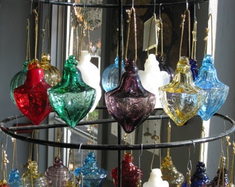 Mold blown glass ornament Flutted Millennium