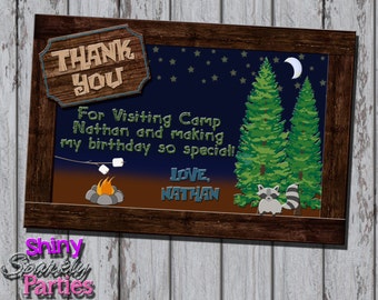 Printable CAMPING THANK You CARD - Camping Birthday Party Thank You Card - Camping Thank You Note - 4x6 Camping Thank You Card