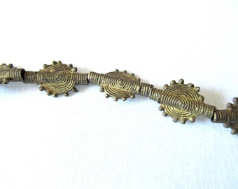 Handmade Tribal Beads, Sun Design, Ghana Brass Baule Bead, African Trade Bead, Akan Brass, 5 Pcs