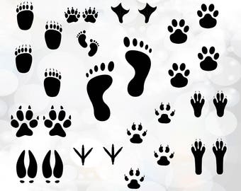 Paw print SVG Files - Paw Clipart SVG - Paw Cut Files - Paw Cricut Svg - Footprint Silhouette Svg - Footprint svg, png, dxf, eps - Paw print