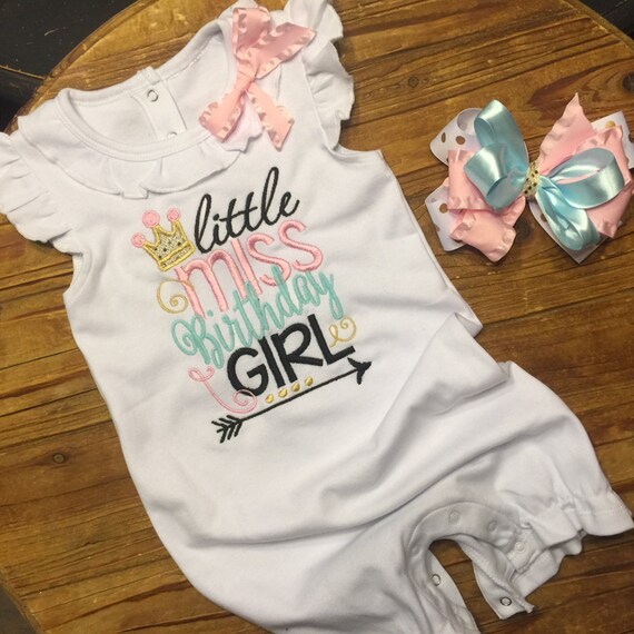 Little Miss Birthday Girl Birthday Ruffle Romper 1st