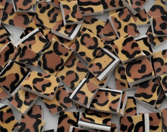 Broken Plate Mosaic Tiles, Animal Print, Tile for Mosaic Art, Jungle, Leopard, Set of 100 Tiles