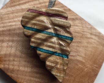 Recycled skateboard leaf pendant