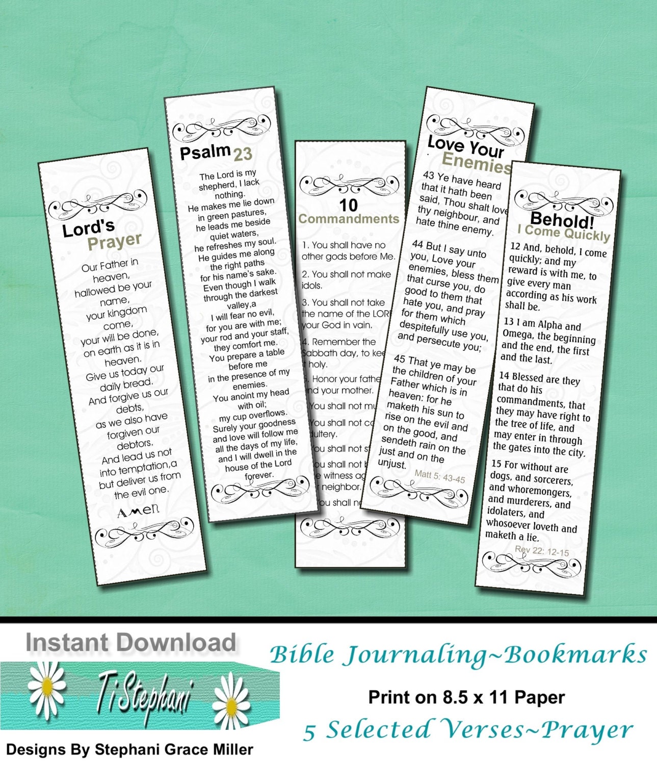 Bookmarks Scripture Prayers Bible Journaling Trace And Color