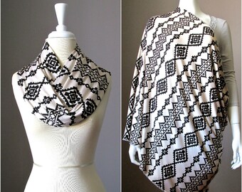 Nursing cover scarf, nursing cover, infinity scarf, breastfeeding cover, nursing infinity scarf, Tribal scarf