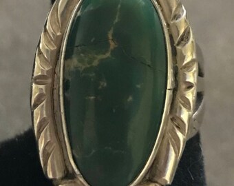 Vintage Sterling and Green Turquoise Ring