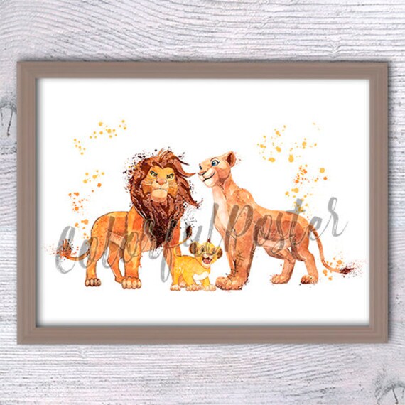 Lion King art print Lion King family watercolor poster Lion