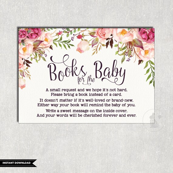 FLORAL Books for Baby Insert Card Flower Baby Shower