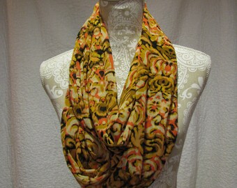 Gold Patterned Infinity Scarf