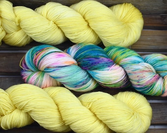 Sock Yarn - "Lemon Sherbert" - Merino / Nylon - Hand Dyed - 100g