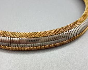 Napier Two tone Choker Necklace Beautiful endless Circle of Gold and silver Modern