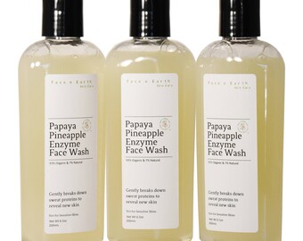 Pineapple & Papaya Enzyme Brightening Gentle Exfoliating Cleanser 93% Organic - AHA Fruit Acids/Remove Spots/Freckles Tone Skin - Vegan