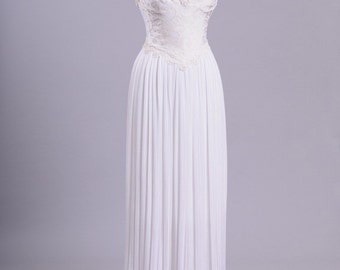 1980 Beaded Fortuny Vintage Wedding Gown