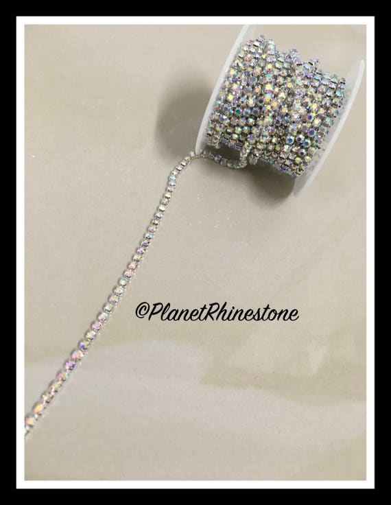 5-yard / Simple Single line SS12 / AB / Rhinestone Trim Chain #S02