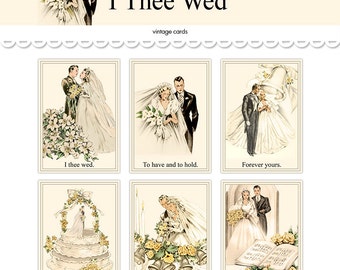 vintage wedding postcards printable bride groom cards 5 by 7 and 3 by 42 instant download diy wedding digital postcards