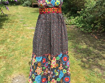 Long boho summer dress, hand embroidered, 100% cotton dress, hippie, boho style, Rajasthani embroidery, bohemian