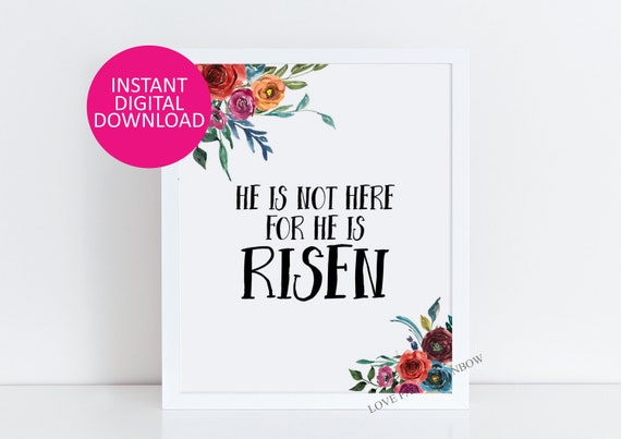 He is risen, Matthew 28:6, bible verse wall art, bible printable, bible print, bible decoration, Easter wall decor, printable Easter art