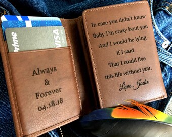 Trifold Mens Wallet, Personalized Mens Wallet, Leather Wallet for men - RFID mens Wallet for him - Gift for Dad wallet Toffee 7133