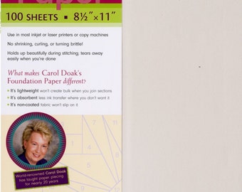 Foundation Paper by Carol Doak - 100 Sheets 8 1/2" x 11" - Freezer Paper - Applique Paper - Paper Piecing