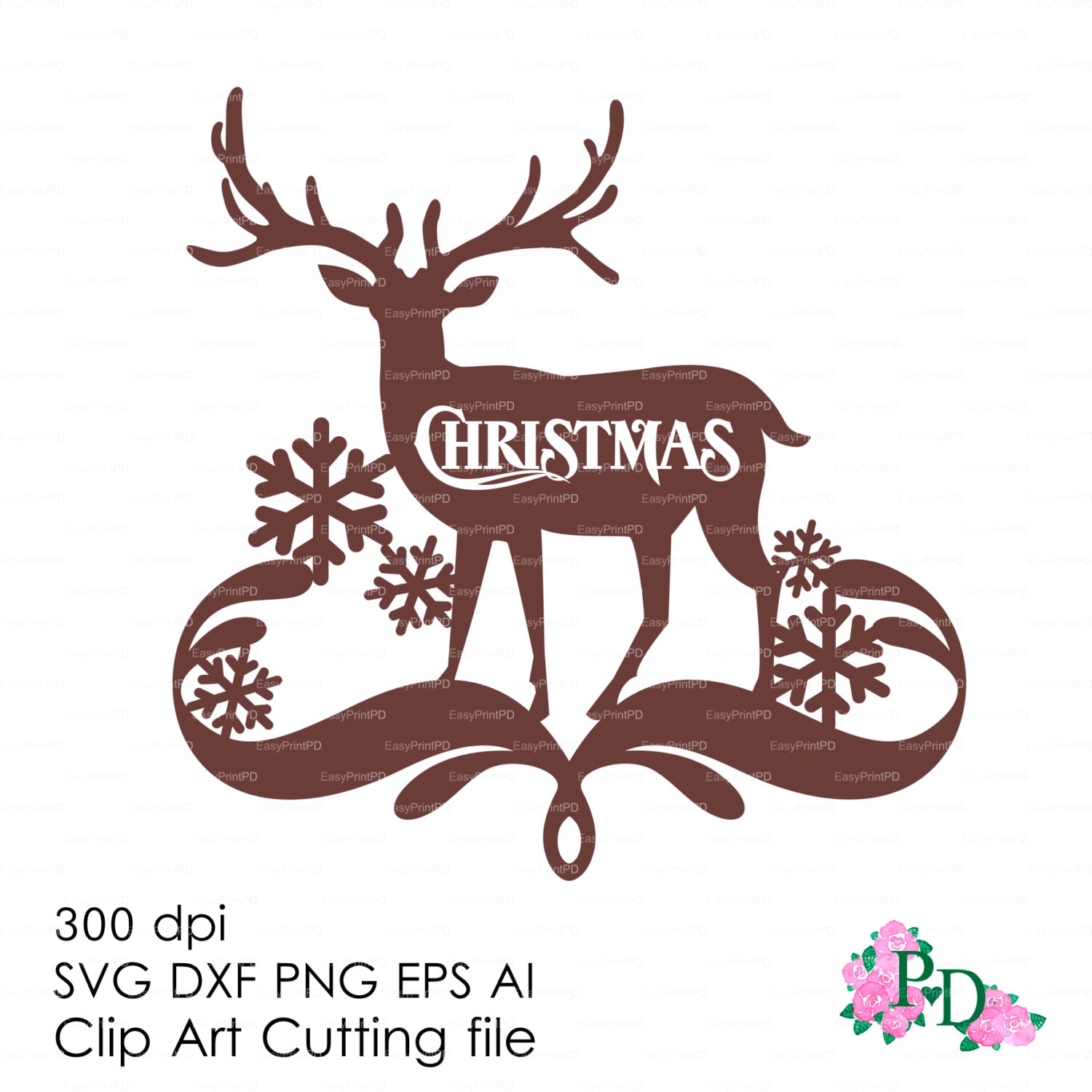 Christmas Deer Reindeer Wall Decor Decal Vinyl svg dxf ai