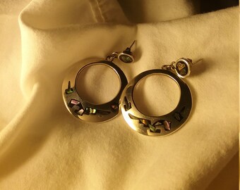 Vintage sterling silver abalone shell earrings