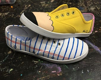 Pencil and paper handpainted shoes