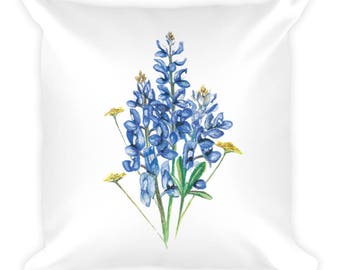 Bluebonnets and Wildflowers Square Pillow