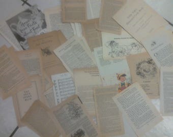 Vintage book pages 50 pcs.*kids*dictionary*french*german*dutch*bible*cooking*music*epehmera*junk journal*scrapbooking*collage