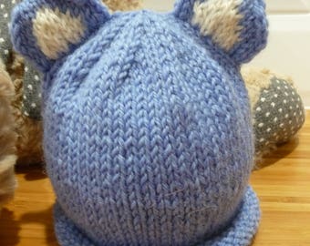 Baby Blue Bear Ear Hat - 1838
