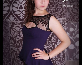 Witch,Sleeveless Shirt,Violet,corset, lace,Frac,Wicca,Halloween,Fantasy,Steampunk,Fairy,Burlesque,Victorian,Gothic,Costume Fafastyle