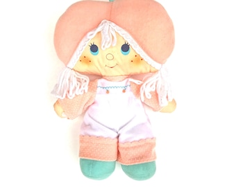 Apricot Rag Doll | Vintage 1980s Strawberry Shortcake Apricot Cloth Doll | Kenner Strawberry Shortcake Soft Doll | American Greetings