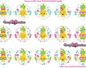 Pineapple Images- INSTANT DOWNLOAD- 1 Inch Circles- Bottle Cap Images- Pineapple- Summertime- Pineapple Circles- BCIs- Pineapple Hair Bow