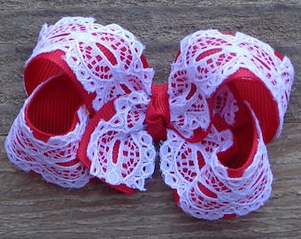 Lace Hair Bows for Toddlers~Lace Boutique Hair Bows for Girls~Small Hair Bow~Lace Hairbows~Christmas Hair Bow~Baby Hair Accessories~Hair Bow