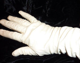 Vintage French Debutante Leather White Gloves