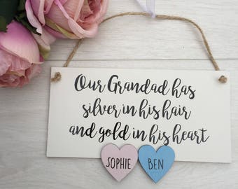 Grandad gift, Father's Day gift for dad, personalised grandad gift, dad sign, Father's Day card, grandkids gift, grandad plaque