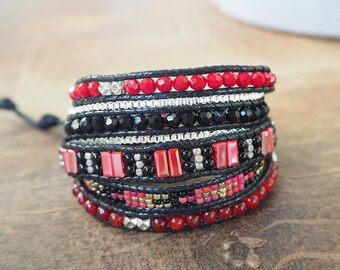 5 time red crystal wrap bracelet.