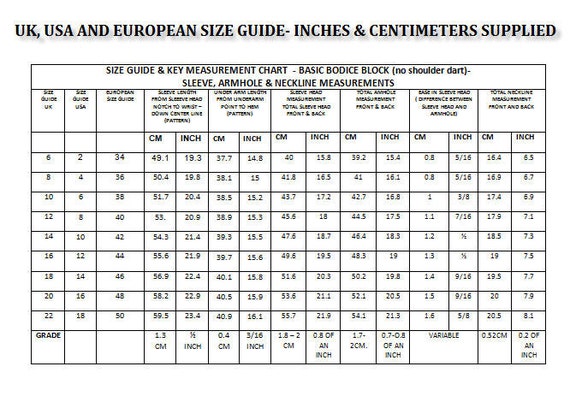 Bodice Measurement Chart