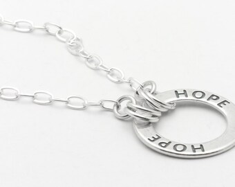 Sale / On Sale / Clearance / Hope Necklace | Hope Pendant | Gift-for-Woman | Sterling Silver Chain Necklace | .925 Silver Choker - NE00262