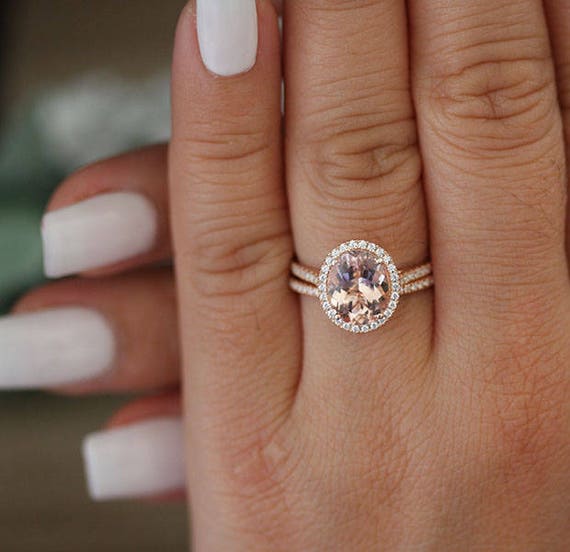 Rose Gold Ring Oval 10x8mm Engagement