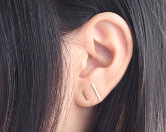 Bar Earring SET, Sterling Silver, Gold Plated Post Earrings, Line Earrings, Stud Earrings, Minimalist, Lunaijewelry, Gift for Mom, COM001
