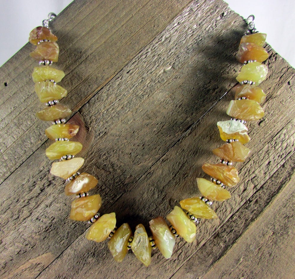 Chalcedony Necklace Chunky Gemstone Necklace Amber