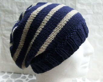 KNITTING PATTERN/CHARLEY Beanie/Slouch Hat Pattern/Easy Beanie Pattern/Mans Hat Pattern/Simple Slouch Hat/Knit Straight/Teens Beanie Pattern