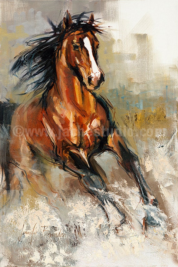 Items similar to Horse Art, The Stallion Giclée, Painted Fine Art Print ...